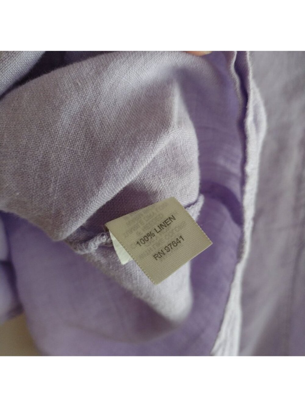 J Jill Lavender Linen Shirt L Summer Breathable Coastal Classic Button Front Top - Picture 8 of 9